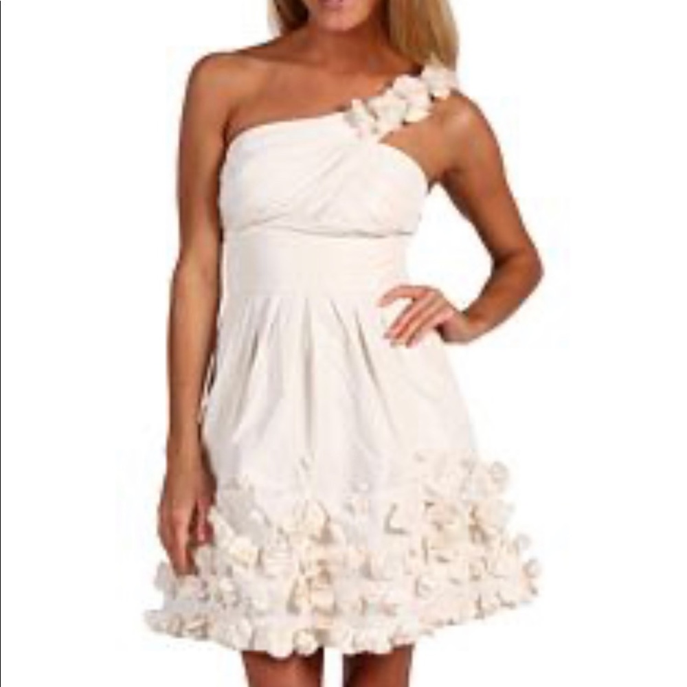 NWT BCBGMAXAZRIA Cream Quinby Taffeta Mini Dress Size 8
